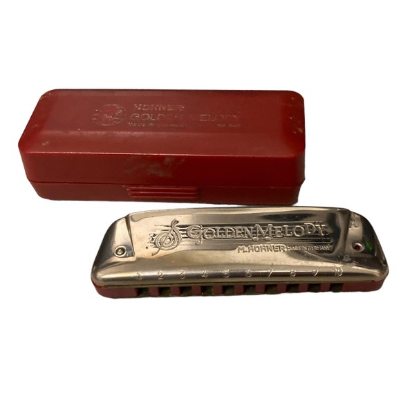 VTG German m.hohner golden melody key of c 10 hole harmonica and case - Picture 1 of 6